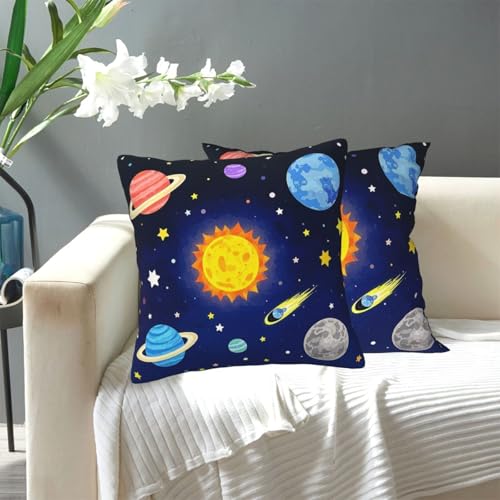 KLLTYHMU Illustration des Solar-Universums, moderner dekorativer Kissenbezug für den Außenbereich, gemütlicher Bauernhaus-Kissenbezug mit verstecktem Reißverschluss, für Sofa, Couch, Schlafzimmer von KLLTYHMU