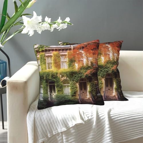 KLLTYHMU Leafy Townhouses Dekokissenbezüge, modern, dekorativ, für draußen, gemütlicher Bauernhaus-Kissenbezug mit verstecktem Reißverschluss, für Sofa, Couch, Schlafzimmer, Heimdekoration, 30,5 x von KLLTYHMU