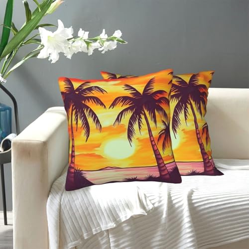 KLLTYHMU Moderne dekorative Kissenbezüge mit Sonnenuntergangspalme, gemütlicher Bauernhaus-Kissenbezug mit verstecktem Reißverschluss, für Sofa, Couch, Schlafzimmer, Heimdekoration, 45,7 x 45,7 cm KLLTYHMU Moderne dekorative Kissenbezüge mit Sonnenuntergangspalme, gemütlicher Bauernhaus-Kissenbezug mit verstecktem Reißverschluss, für Sofa, Couch, Schlafzimmer, Heimdekoration, 45,7 x 45,7 cm von KLLTYHMU