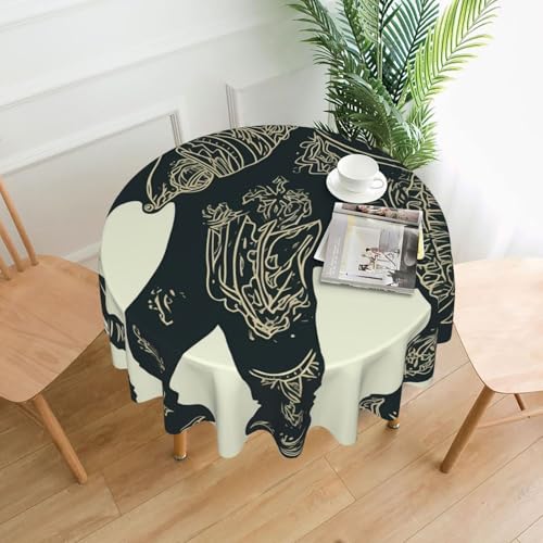 KLLTYHMU Runde Tischdecken, 152,4 cm, wasserdicht, flecken- und knitterfrei, Elefant, dekorative Bauernhaus-Tischdecke für Picknick, Party, Esszimmer, Zuhause, Innen- und Außenbereich KLLTYHMU Runde Tischdecken, 152,4 cm, wasserdicht, flecken- und knitterfrei, Elefant, dekorative Bauernhaus-Tischdecke für Picknick, Party, Esszimmer, Zuhause, Innen- und Außenbereich von KLLTYHMU