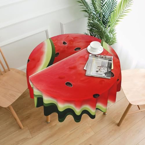 KLLTYHMU Runde Tischdecken, 152,4 cm, wasserdicht, flecken- und knitterfrei, runde Tischdecke, Wassermelonenscheibe, dekorative Bauernhaus-Tischdecke für Picknick, Party, Esszimmer, Zuhause, Innen von KLLTYHMU