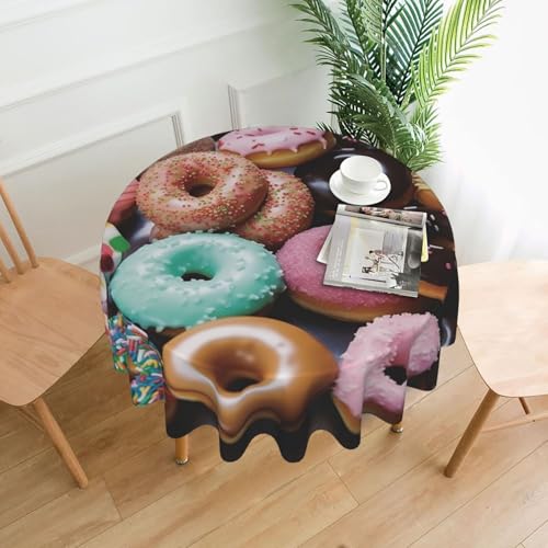 KLLTYHMU Runde Tischdecken, wasserdicht, flecken- und knitterfrei, runde Tischdecke, Donuts, dekorative Bauernhaus-Tischdecke für Picknick, Party, Esszimmer, Zuhause, Innen- und Außenbereich KLLTYHMU Runde Tischdecken, wasserdicht, flecken- und knitterfrei, runde Tischdecke, Donuts, dekorative Bauernhaus-Tischdecke für Picknick, Party, Esszimmer, Zuhause, Innen- und Außenbereich von KLLTYHMU