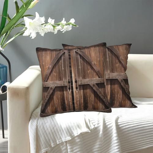 KLLTYHMU Vintage Holz-Kissenbezüge mit Scheunentür-Motiv, modern, dekorativ, für den Außenbereich, gemütlicher Bauernhaus-Kissenbezug mit verstecktem Reißverschluss, für Sofa, Couch, Schlafzimmer KLLTYHMU Vintage Holz-Kissenbezüge mit Scheunentür-Motiv, modern, dekorativ, für den Außenbereich, gemütlicher Bauernhaus-Kissenbezug mit verstecktem Reißverschluss, für Sofa, Couch, Schlafzimmer von KLLTYHMU