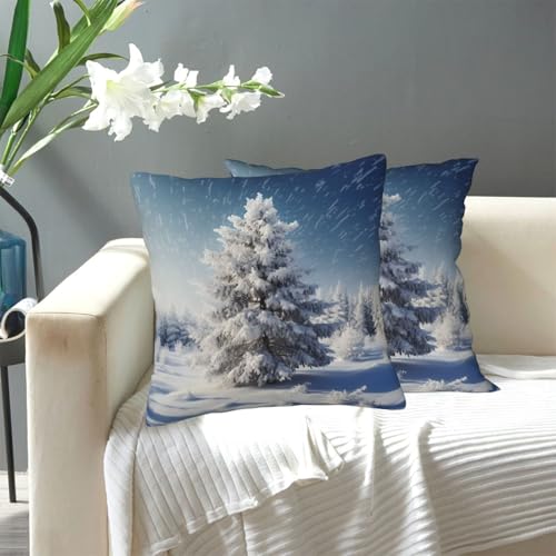KLLTYHMU Weihnachts-Kissenbezüge, Motiv: Schneekiefer, modern, dekorativ, für den Außenbereich, gemütlicher Bauernhaus-Kissenbezug mit verstecktem Reißverschluss, für Sofa, Couch, Schlafzimmer KLLTYHMU Weihnachts-Kissenbezüge, Motiv: Schneekiefer, modern, dekorativ, für den Außenbereich, gemütlicher Bauernhaus-Kissenbezug mit verstecktem Reißverschluss, für Sofa, Couch, Schlafzimmer von KLLTYHMU