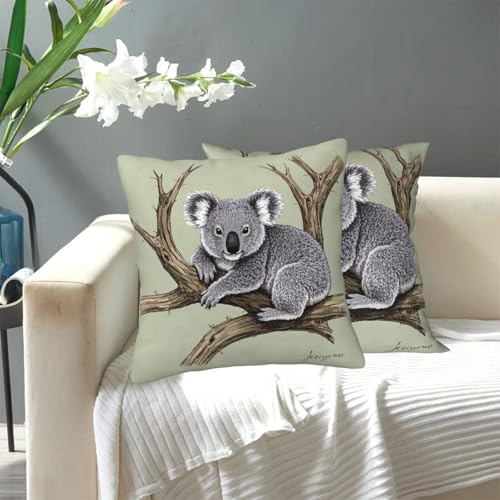 Koalas Dekokissenbezüge, modern, dekorativ, für den Außenbereich, gemütlicher Bauernhaus-Kissenbezug mit verstecktem Reißverschluss, für Sofa, Couch, Schlafzimmer, Heimdekoration, 50,8 x 50,8 cm Koalas Dekokissenbezüge, modern, dekorativ, für den Außenbereich, gemütlicher Bauernhaus-Kissenbezug mit verstecktem Reißverschluss, für Sofa, Couch, Schlafzimmer, Heimdekoration, 50,8 x 50,8 cm von KLLTYHMU