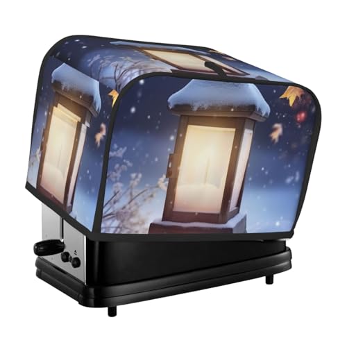 Laternen-Schneetoaster-Abdeckung, 2 Scheiben, Brotmaschinen-Abdeckungen, gesteppter Toaster, Staubschutz, Universalgröße, Küchen-Abdeckung für kleine Geräte mit Tragegriff oben von KLLTYHMU