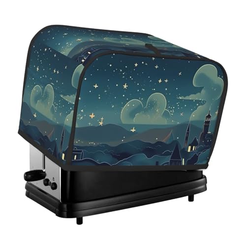 Magical Nights Toaster-Abdeckung für 2 Scheiben, zwei Scheiben, Brotmaschinen-Abdeckungen, gesteppte Toaster-Abdeckung, Universalgröße, Küchen-Abdeckung für kleine Geräte mit Tragegriff oben von KLLTYHMU