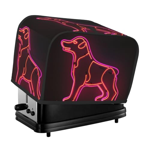 Rosafarbene Hunde-Toaster-Abdeckung, 2 Scheiben, Doppelscheiben-Brotmaschinen-Abdeckungen, gesteppter Toaster, Staubschutz, Universalgröße, Küchen-Abdeckung für kleine Geräte mit Tragegriff oben von KLLTYHMU