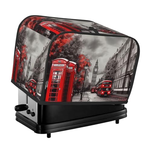 Rote London Street Toaster-Abdeckung, 2 Scheiben, Brotmaschinen-Abdeckungen, gesteppter Toaster-Staubschutz, Universalgröße, Küchen-Abdeckung für kleine Geräte mit Tragegriff oben Rote London Street Toaster-Abdeckung, 2 Scheiben, Brotmaschinen-Abdeckungen, gesteppter Toaster-Staubschutz, Universalgröße, Küchen-Abdeckung für kleine Geräte mit Tragegriff oben von KLLTYHMU