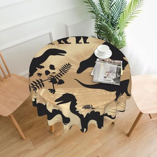 Runde Tischdecke, wasserdicht, flecken- und knitterfrei, Dinosaurier-Silhouette, dekorative Bauernhaus-Tischdecke für Picknick, Party, Esszimmer, Zuhause, Innen- und Außenbereich Runde Tischdecke, wasserdicht, flecken- und knitterfrei, Dinosaurier-Silhouette, dekorative Bauernhaus-Tischdecke für Picknick, Party, Esszimmer, Zuhause, Innen- und Außenbereich von KLLTYHMU