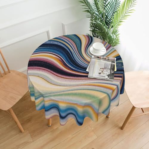 Runde Tischdecken, 152,4 cm, wasserdicht, flecken- und knitterfrei, Vintage-Marmor-Muster, dekorative Bauernhaus-Tischdecke für Picknick, Party, Esszimmer, Zuhause, Innen- und Außenbereich Runde Tischdecken, 152,4 cm, wasserdicht, flecken- und knitterfrei, Vintage-Marmor-Muster, dekorative Bauernhaus-Tischdecke für Picknick, Party, Esszimmer, Zuhause, Innen- und Außenbereich von KLLTYHMU
