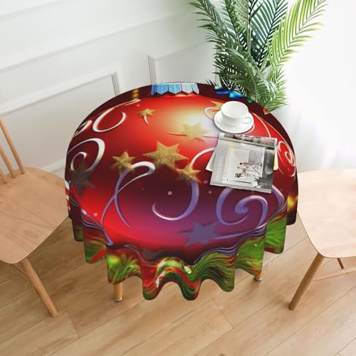Runde Tischdecken, 152,4 cm, wasserdicht, flecken- und knitterfrei, Weihnachtsball, dekorative Bauernhaus-Tischdecke für Picknick, Party, Esszimmer, Zuhause, Innen- und Außenbereich Runde Tischdecken, 152,4 cm, wasserdicht, flecken- und knitterfrei, Weihnachtsball, dekorative Bauernhaus-Tischdecke für Picknick, Party, Esszimmer, Zuhause, Innen- und Außenbereich von KLLTYHMU
