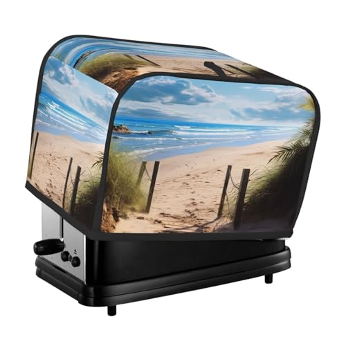 Strandlandschaft Toaster-Abdeckung für 2 Scheiben, zwei Scheiben, Brotmaschinen-Abdeckungen, gesteppte Toaster-Abdeckung, Universalgröße, Küchen-Abdeckung für kleine Geräte mit Tragegriff oben von KLLTYHMU