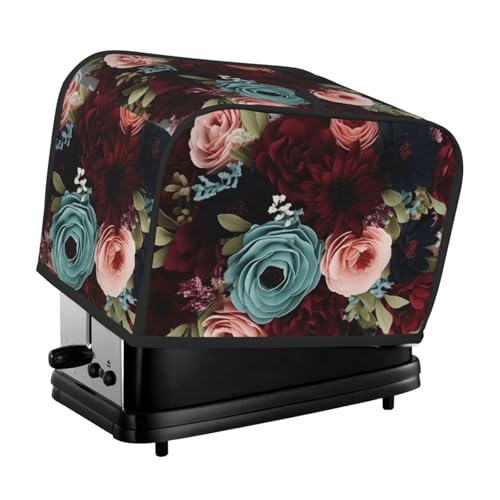 Toaster-Abdeckung für 2 Scheiben, 2 Scheiben, gesteppte Toaster-Abdeckung, Universalgröße, Küchen-Abdeckung mit Tragegriff oben, Kastanienbraun und Marineblau von KLLTYHMU