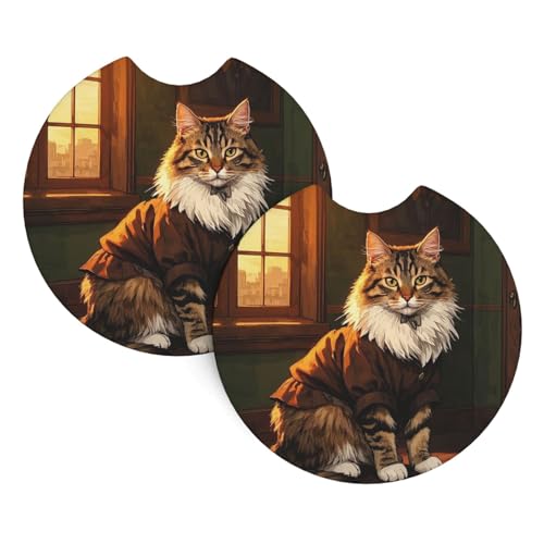 Vintage Cat 2 Pack Auto Becherhalter Untersetzer 2,7 Zoll Rutschfester Einsatz Auto Untersetzer mit Fingerkerbe Saugfähige Getränkeuntersetzer Auto Cup Mat Auto Innenraum Zubehör für Frauen Männer Vintage Cat 2 Pack Auto Becherhalter Untersetzer 2,7 Zoll Rutschfester Einsatz Auto Untersetzer mit Fingerkerbe Saugfähige Getränkeuntersetzer Auto Cup Mat Auto Innenraum Zubehör für Frauen Männer von KLLTYHMU