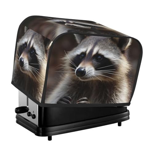 Waschbär-Toaster-Abdeckung, 2 Scheiben, Brotmaschinen-Abdeckungen, gesteppter Toaster, Staubschutz, Universalgröße, Küche, Kleingeräteabdeckung mit Tragegriff oben von KLLTYHMU