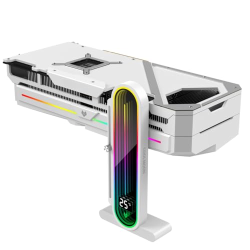 Höhenverstellbare RGB-GPU-Unterstützung mit integrierter Temperaturanzeige, 3-poliger 5-V-PC-Grafikkartenständer, Anti-Durchhang-Halterung und Magnetfuß von KLLsmDesign