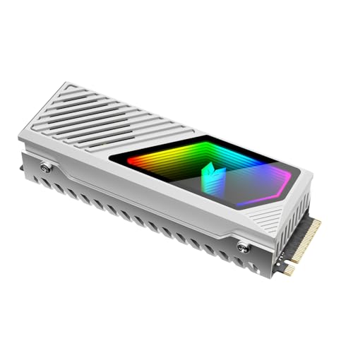 KLLsmDesign RGB Sync M.2 NVMe SSD Kühlkörper mit eingebautem Lüfter, Hochleistungskühlung, dynamische LED-Beleuchtung, Kühllinse, transparente Abdeckung mit Thermopad von KLLsmDesign