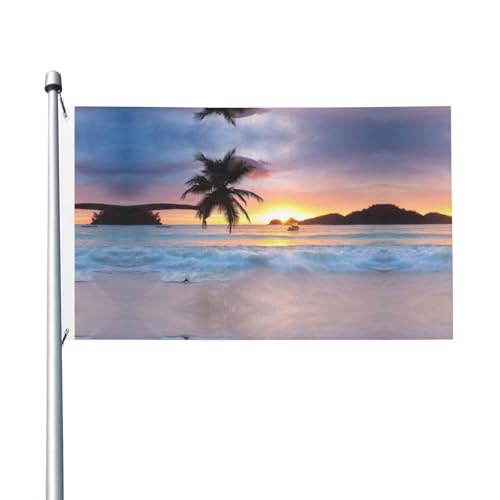 Holiday Sunrise Tropical Palm Tree Island Flag 0.9x1.5 m with Eyelet Decorative Flag Patio Porch Lawn Decorative Flag von KLMELLMDE