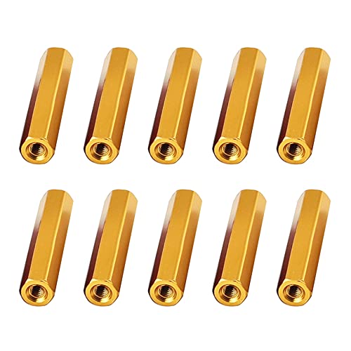 Bolzen 10 Stück M2 × 22 mm, rote sechseckige Säule aus Aluminiumlegierung, Verbindungssäule, Isoliersäule, Eloxieren, Modellgestell-Zubehör(Golden,M2x10mm-10pcs) von KLNCXC