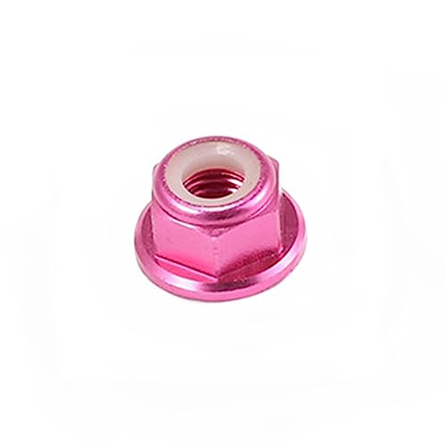 Bolzen 10 Stück M8 orangefarbene Flanschsicherungsmuttern aus Aluminiumlegierung, leichte selbstsichernde Muttern(Pink,M5-0.8) von KLNCXC