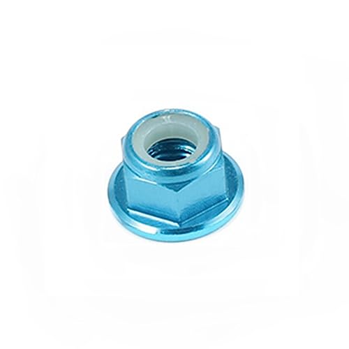 Bolzen 10 Stück M8 orangefarbene Flanschsicherungsmuttern aus Aluminiumlegierung, leichte selbstsichernde Muttern(Sky Blue,M2.5-0.45) von KLNCXC