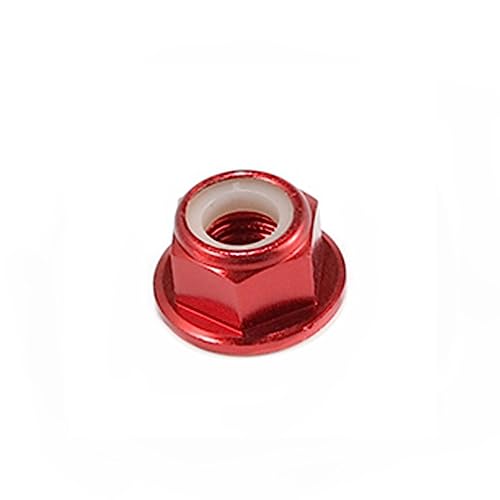Bolzen 10 Stück M8 orangefarbene Flanschsicherungsmuttern aus Aluminiumlegierung, leichte selbstsichernde Muttern(Wine Red,M2.5-0.45) von KLNCXC