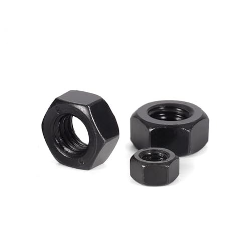 Bolzen 100 Stück M4-0,7 8.8 Kohlenstoffstahl, schwarze Oxidations-Sechskantmutter, Sicherungsmutter(M2.5-0.45(100pcs)) von KLNCXC