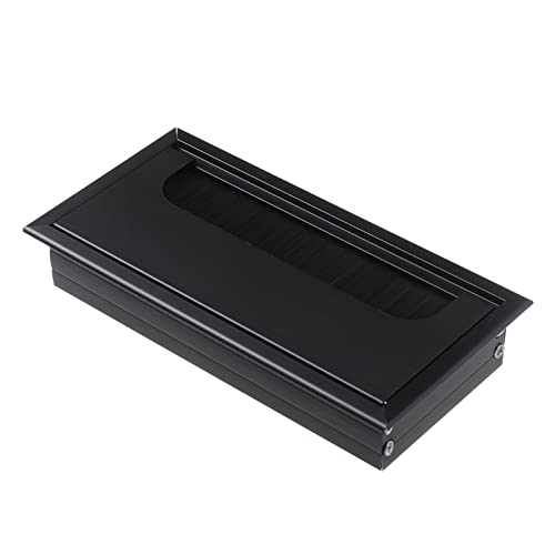 Ösen Schreibtischtülle Aluminiumlegierung Bürotisch Schreibtisch Rechteckige Kabeldurchführung Lochabdeckung Auslassanschluss mit schwarzer Bürste(Black,275x80mm) von KLNCXC