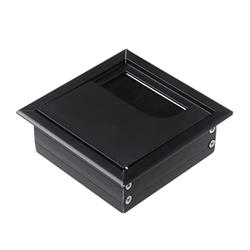 Ösen Schreibtischtülle Aluminiumlegierung Bürotisch Schreibtisch Rechteckige Kabeldurchführung Lochabdeckung Auslassanschluss mit schwarzer Bürste(Black,80x80mm) von KLNCXC