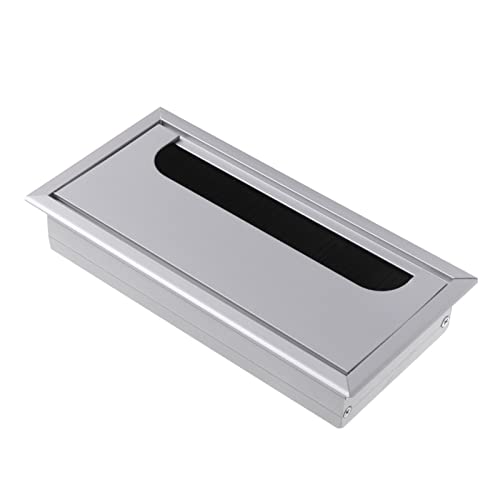 Ösen Schreibtischtülle Aluminiumlegierung Bürotisch Schreibtisch Rechteckige Kabeldurchführung Lochabdeckung Auslassanschluss mit schwarzer Bürste(Silver,160x80mm) von KLNCXC