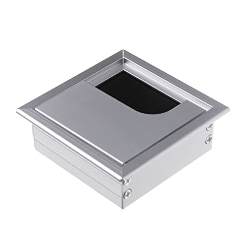 Ösen Schreibtischtülle Aluminiumlegierung Bürotisch Schreibtisch Rechteckige Kabeldurchführung Lochabdeckung Auslassanschluss mit schwarzer Bürste(Silver,80x80mm) von KLNCXC