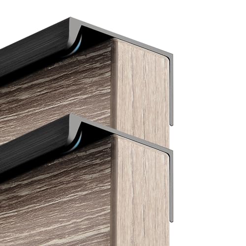 Schrankgriffe 2 Packungen verdeckter Griff, Schrankgriffe aus Aluminiumlegierung, rechtwinklige Schubladenknöpfe, Küchentürhebel for Badezimmer, Schrank, Kleiderschrank(Black,1000mm) von KLNCXC