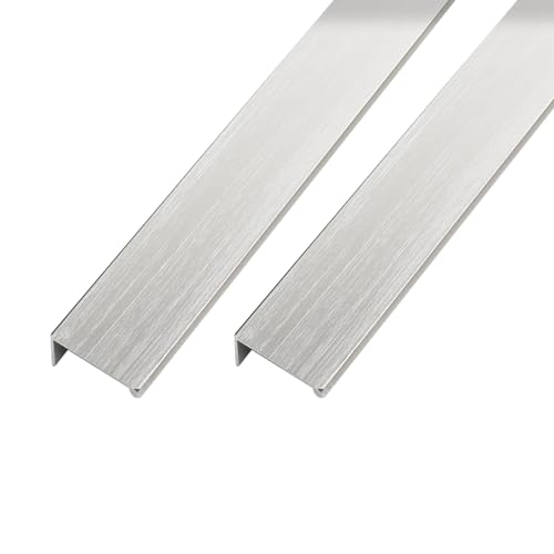 Schrankgriffe 2 Packungen verdeckter Griff, Schrankgriffe aus Aluminiumlegierung, rechtwinklige Schubladenknöpfe, Küchentürhebel for Badezimmer, Schrank, Kleiderschrank(Silver,1000mm) von KLNCXC