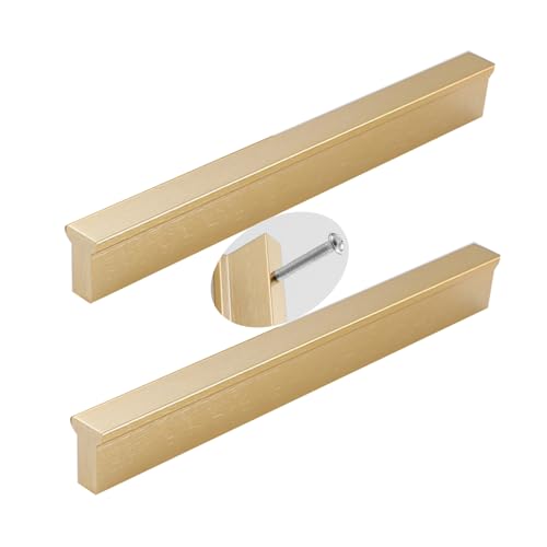 Schrankgriffe 2er-Pack Schrankgriffe, Griff aus Aluminiumlegierung, T-förmige Schrankschubladenknöpfe, Küchenhebel for Badezimmer, Schrank, Kleiderschrank, Schrankbeschläge(Gold,768mm) von KLNCXC