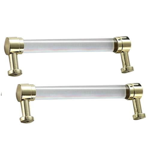 Schrankgriffe 2er-Pack Schrankgriffe, Kristall-Schrankgriffe, Schubladenknöpfe, Basis aus Zinklegierung, Türhebel for Schrank, Kleiderschrank, Kommode, Schuhschrank, Möbelbeschläge(Gold,128mm) von KLNCXC