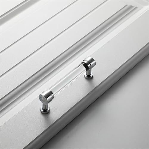 Schrankgriffe 2er-Pack Schrankgriffe, Kristall-Schrankgriffe, Schubladenknöpfe, Basis aus Zinklegierung, Türhebel for Schrank, Kleiderschrank, Kommode, Schuhschrank, Möbelbeschläge(Silver,128mm) von KLNCXC