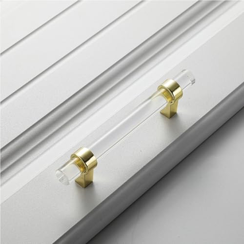 Schrankgriffe 2er-Pack Schrankgriffe, Kristallgriffe, Schubladenknöpfe aus Zinklegierung, Türhebel for Badezimmer, Schrank, Kleiderschrank, Kommode, Weinkühler, Frisiertisch(Gold,192mm) von KLNCXC