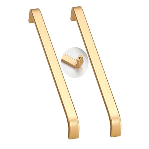 Schrankgriffe 2er-Pack Schrankgriffe, Schubladenknöpfe aus Aluminiumlegierung, Schuhschrankgriffe, moderne minimalistische Küchentürhebel for Badezimmer, Schrank, Kleiderschrank, Kommode(Gold,64mm) von KLNCXC