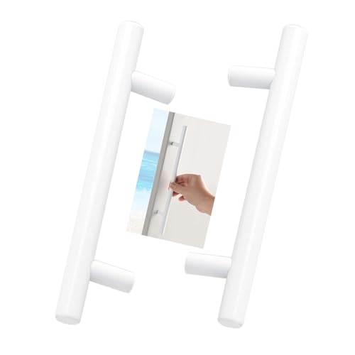 Schrankgriffe 2er-Pack Schrankgriffe, Schubladenknöpfe aus Aluminiumlegierung, weißer Griff, gerade, T-förmige Schrankgriffe, Küchentürhebel for Badezimmer, Schrank, Kleiderschrank, Hardware(96mm) von KLNCXC