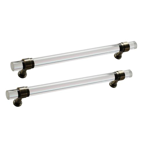 Schrankgriffe 2er-Pack Schrankgriffe, Schubladenknöpfe aus Kristallglas, Basis aus Zinklegierung, Türhebel for Schrank, Kleiderschrank, Kommode, Schuhschrank, Möbelbeschläge(Bronze,224mm) von KLNCXC