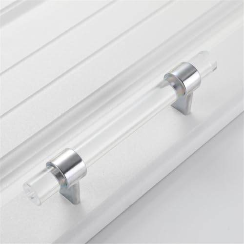 Schrankgriffe 2er-Pack Schrankgriffe, Zinklegierungsgriffe, Schrankgriffe, Kristallgriffe, Schubladenknöpfe, Küchentürhebel for Schrank, Kleiderschrank, Kommode, Schuhschrank, Badezimmer(Silver,224mm) von KLNCXC
