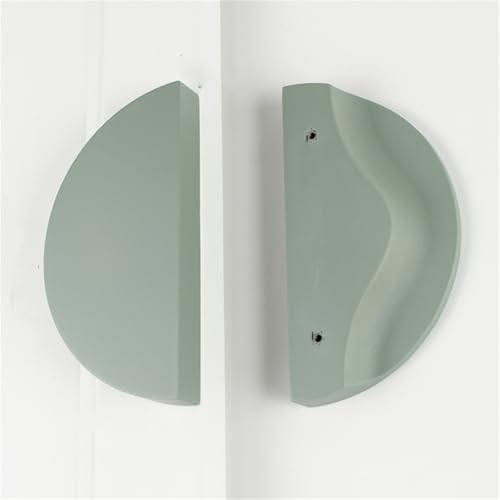 Schrankgriffe 2er-Pack Schrankgriffe, farbige Griffe aus Massivholz, Schrankgriffe, halbrunde Schubladenknöpfe, halbmondförmige Küchentürhebel for Badezimmer, Schrank, Kleiderschrank(Green,64mm) von KLNCXC