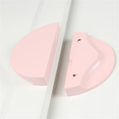Schrankgriffe 2er-Pack Schrankgriffe, farbige Griffe aus Massivholz, Schrankgriffe, halbrunde Schubladenknöpfe, halbmondförmige Küchentürhebel for Badezimmer, Schrank, Kleiderschrank(Pink,64mm) von KLNCXC