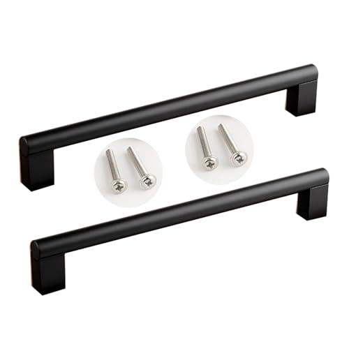 Schrankgriffe 2er-Pack Schrankgriffe aus Aluminiumlegierung, Türgriffe, Schrankgriffe, runde Stangen, Schubladenknöpfe, Küchentürhebel for Badezimmer, Schrank, Kleiderschrank(Black,384mm) von KLNCXC