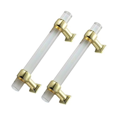 Schrankgriffe 2er-Pack Schrankgriffe aus Zinklegierung, Schubladenknöpfe aus Kristallglas, Türhebel for Schrank, Kleiderschrank, Kommode, Schuhschrank, Möbelbeschläge(Gold,224mm) von KLNCXC