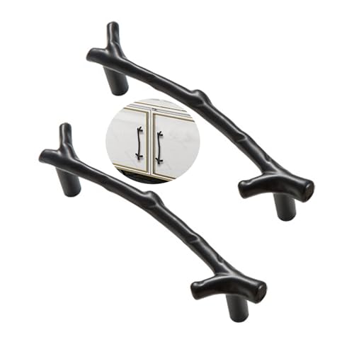 Schrankgriffe 2er-Pack Schrankgriffe aus Zinklegierung, Zweigform, Schrankschubladenknöpfe, Küchenhebel for Badezimmer, Schrank, Kleiderschrank, Schrankbeschläge(Black,128mm) von KLNCXC