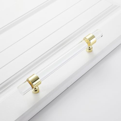 Schrankgriffe Schrankgriffe, Kristallgriffe, Schrankgriffe, Schubladenknöpfe aus Zinklegierung, Küchentürhebel for Schrank, Kleiderschrank, Kommode, Schuhschrank, 2 Packungen(Gold,128mm) von KLNCXC