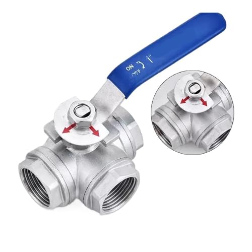 Schwimmerventile 304 Edelstahl 1/2 3/4 1 BSP Innengewinde Kugelhahn L Typ 3-Wege-Kugelhahn Vollanschluss Wasser Öl Luft Gas DN15/20/25 Ventilschalter(1") von KLNCXC