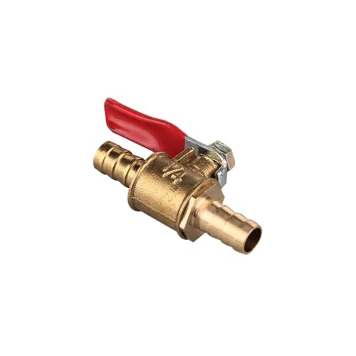 Schwimmerventile 6mm 8mm 10mm12mm Schlauchanschluss roter Griff Ventil Inline Messing Wasser Öl Luft Gas Kraftstoffleitung Absperrkugelhahn Rohrverschraubungen(6mm Barb) von KLNCXC